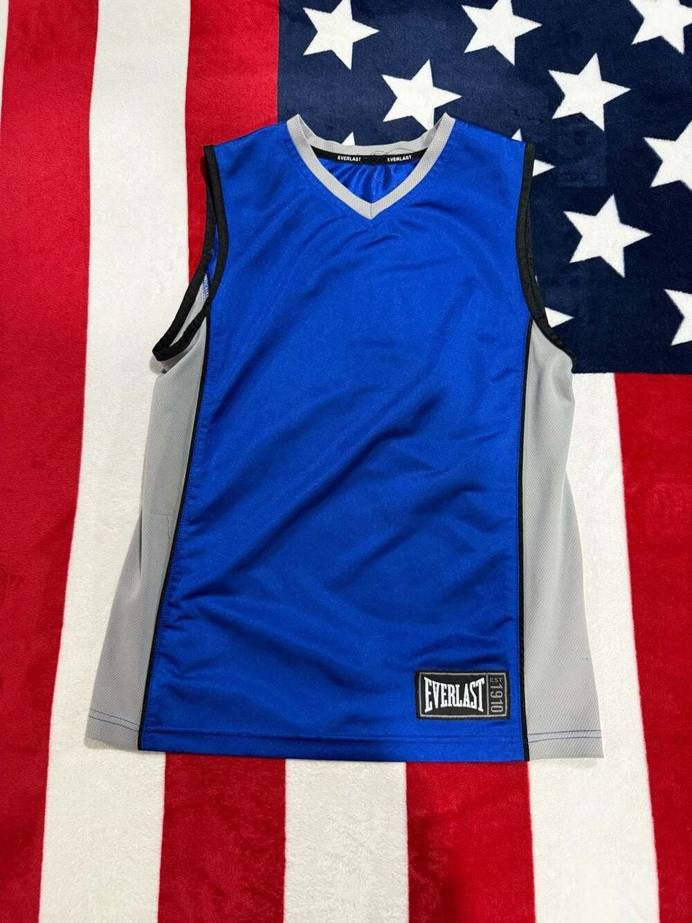 Everlast Est 1910 Blue and Grey Mesh Athletic Basketball Jersey Tank Top